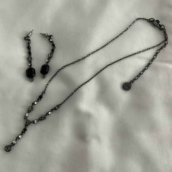 GIVENCHY CRYSTAL LARIAT NECKLACE & EARRINGS - Picture 1 of 6